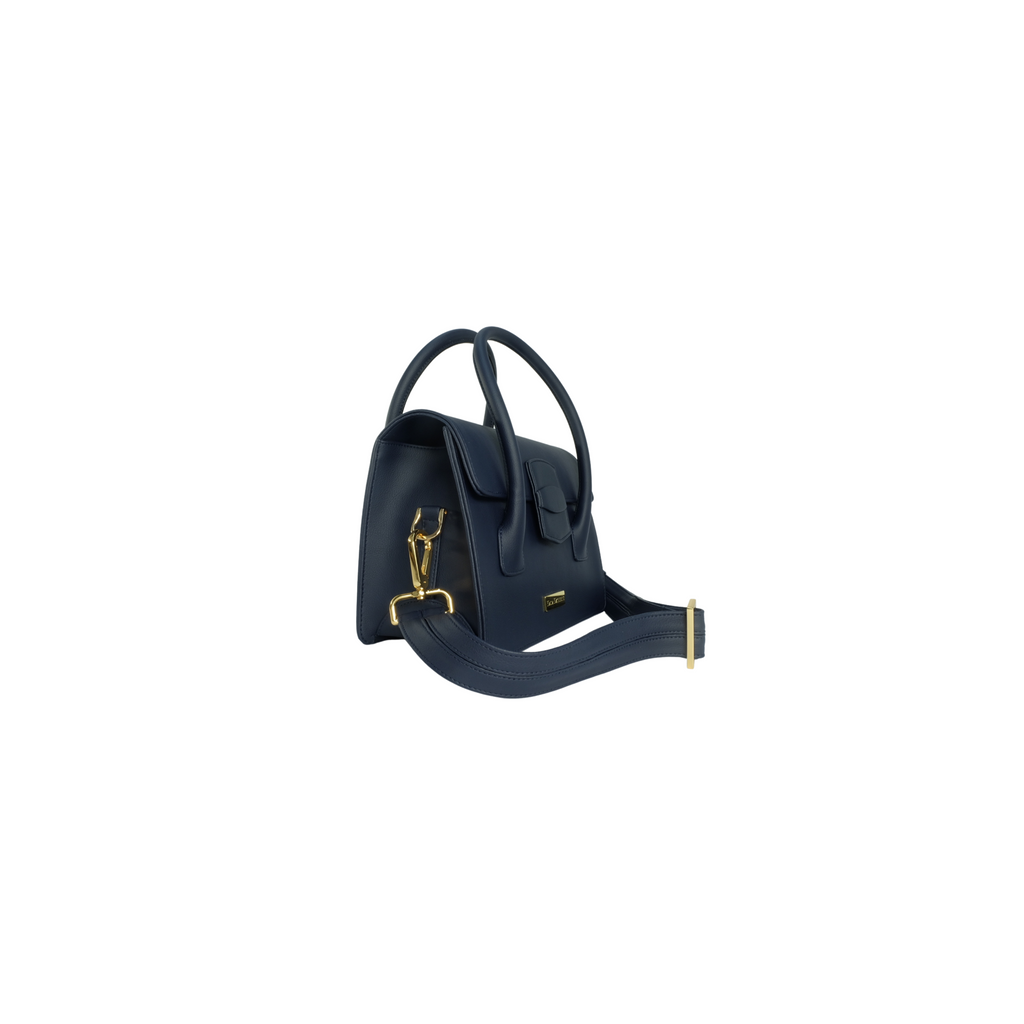 navy kaila katherine vegan leather kensington handbag with strap